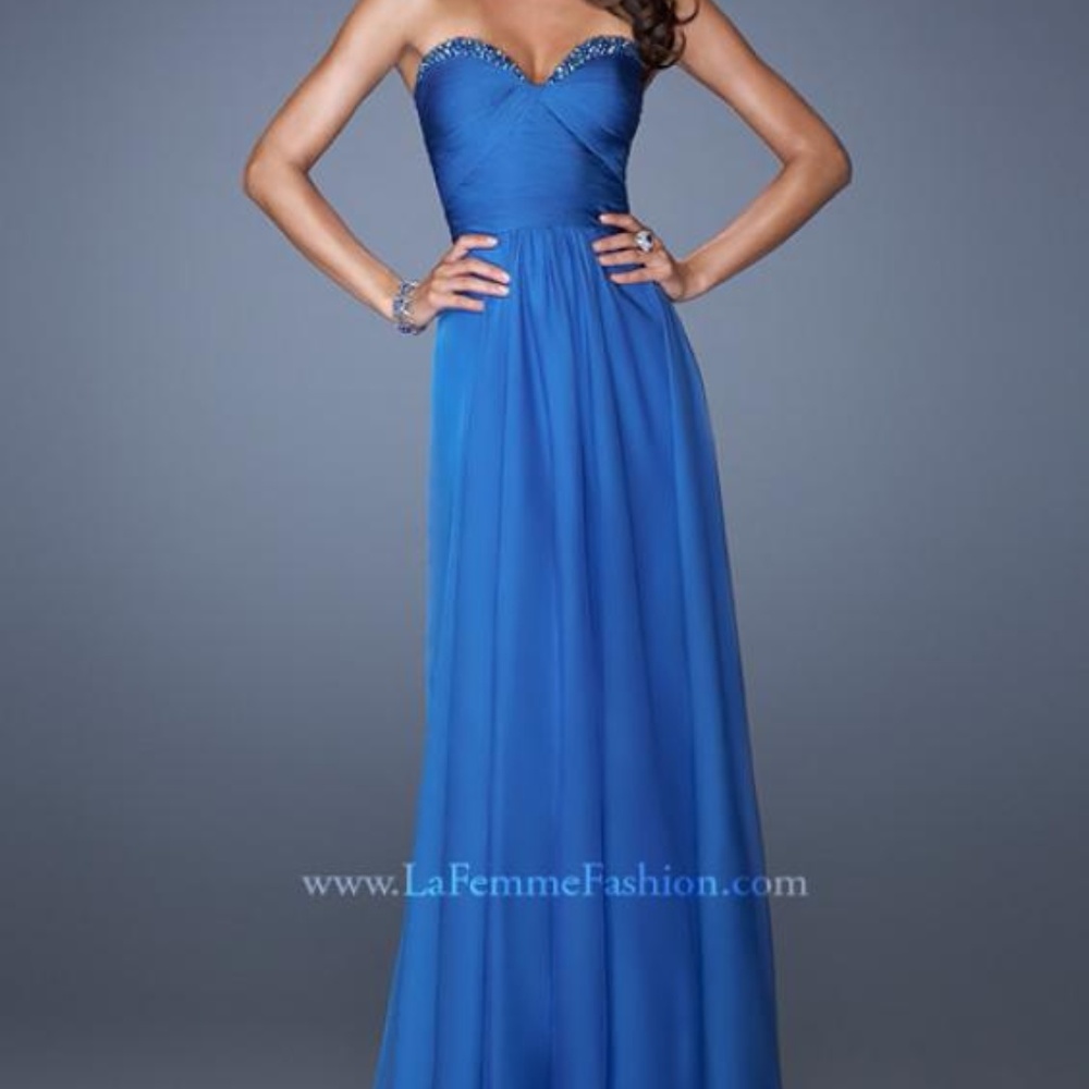 La Femme 19691 Strapless Chiffon Dress